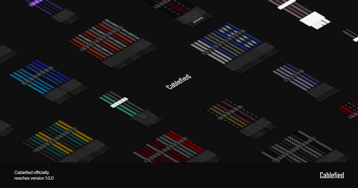 A grid of Cablefied cables with the Cablefied logo in the center.