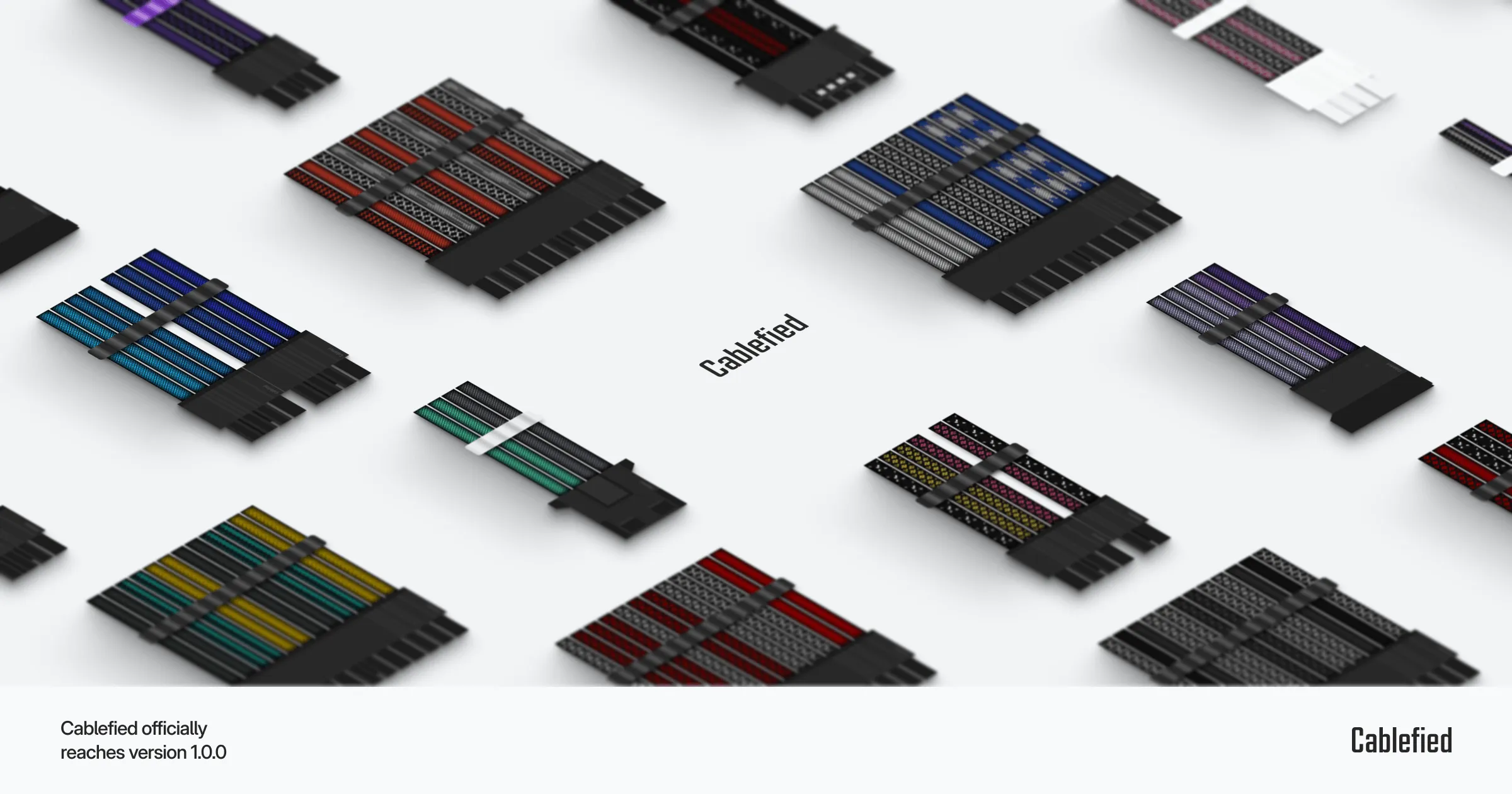 A grid of Cablefied cables with the Cablefied logo in the center.